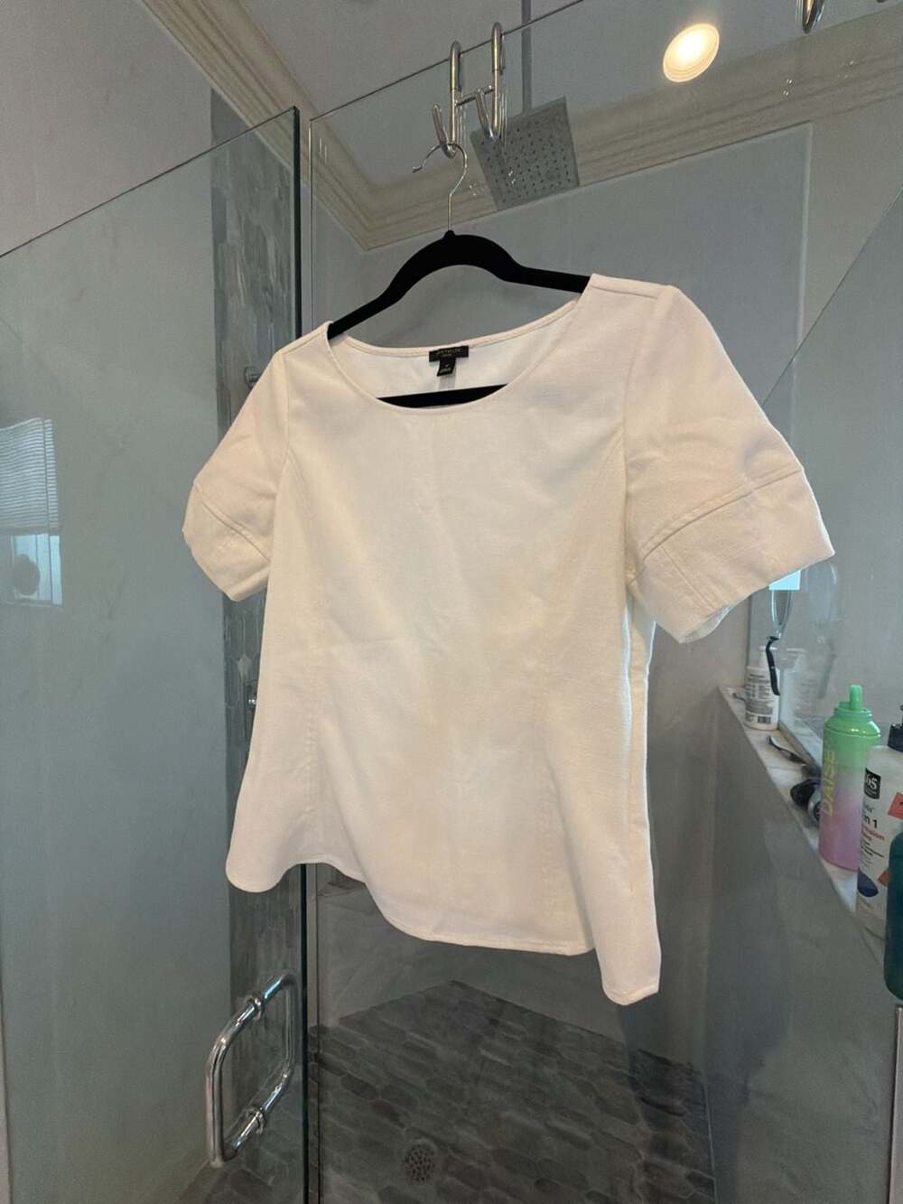 Ann Taylor Petite White Short Sleeve Peplum Blouse Size 4P